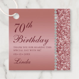Etiquetas Para Recuerdos Elegante Rosa Oro 70 cumpleaños Gracias