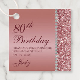 Etiquetas Para Recuerdos Elegante Rosa Oro 80 cumpleaños