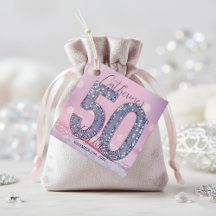 Elegante Rosa y Plata Lentejuelas Cumpleaños 50