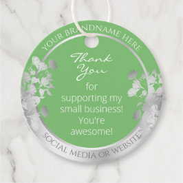 Etiquetas Para Recuerdos Elegante salvia floral verde y plateado gracias