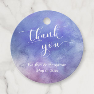 Etiquetas Para Recuerdos Elegante Script Purple Watercolor Wash Gracias