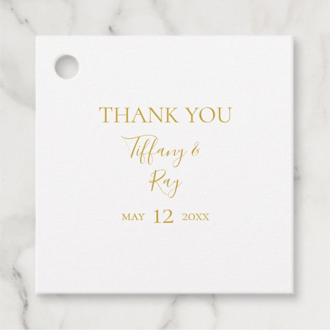 Etiquetas Para Recuerdos Elegante Sencillo Oro Gracias A Favor Tags (Anverso)