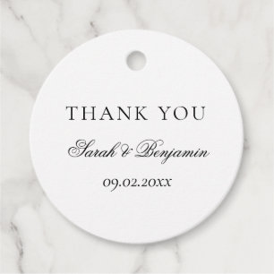 Etiquetas Para Recuerdos Elegante Simple Boda en Blanco y Negro Agradecimie