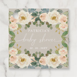 Etiquetas Para Recuerdos Elegante Taupe Peach Floral Baby Shower