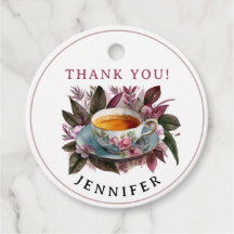 Elegante Tea Fiesta Burgundy Floral Chai Watercolo