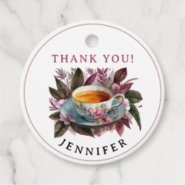 Etiquetas Para Recuerdos Elegante Tea Fiesta Burgundy Floral Chai Watercolo