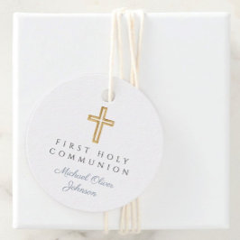 Etiquetas Para Recuerdos Elegante travesía azul Primera Ronda de Comunión