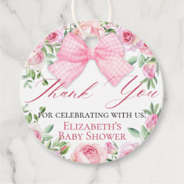 Etiquetas Para Recuerdos Elegante vaca rosa y Rosas gracias