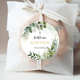 Etiquetas Para Recuerdos Elegante vegetación Foliage Baptism