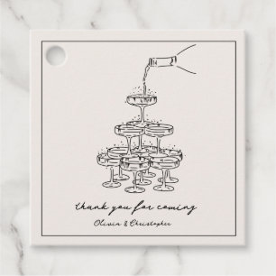 Etiquetas Para Recuerdos Elegante Vintage Champagne Tower Sketch Favoritos