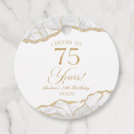 Etiquetas Para Recuerdos Elegante White Gold Agate 75th Birthday Party