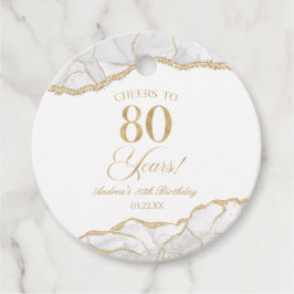 Etiquetas Para Recuerdos Elegante White Gold Agate Fiesta de cumpleaños núm