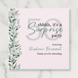 Etiquetas Para Recuerdos Elegante Wildflower Pink Sorpresa 50 cumpleaños