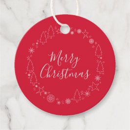 Etiquetas Para Recuerdos Elegante Wreath de Navidades Rojos Originales