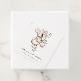 Etiquetas Para Recuerdos Elegante y elegante Baby Shower de follaje de Koal