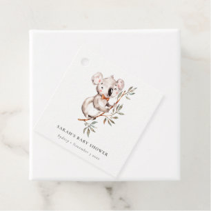 Etiquetas Para Recuerdos Elegante y elegante Baby Shower de follaje de Koal