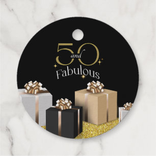 Etiquetas Para Recuerdos Elegante y elegante Oro blanco negro 50 y fabuloso