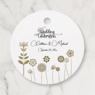 Etiquetas Para Recuerdos Elegante y eterno minimalismo floral de oro suave