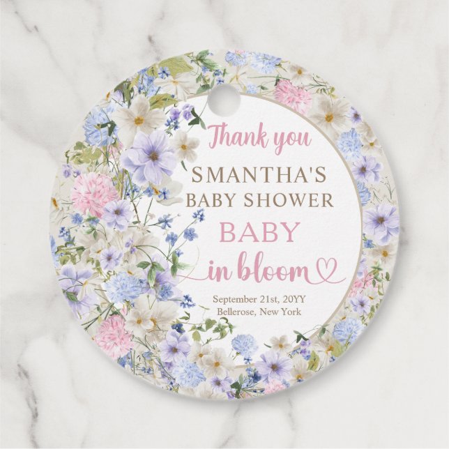 Etiquetas Para Recuerdos Elegante Zorra Flora Silvestre Rubor Azul Rosa (Reverso)