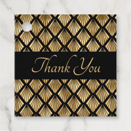 Etiquetas Para Recuerdos Elegantes abanicos geométricos Art Deco en oro y n