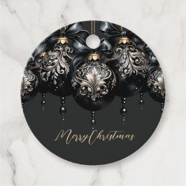Etiquetas Para Recuerdos Elegantes Navidades de oro negro en baubles de luj