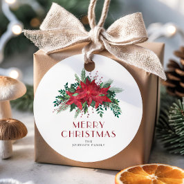 Etiquetas Para Recuerdos Elegantes Navidades florales de Poinsettia Roja