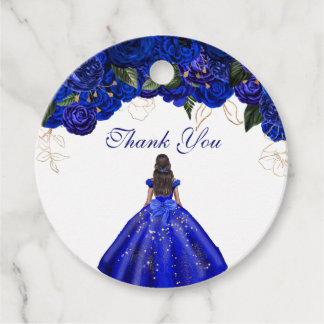 Etiquetas Para Recuerdos Elegantes Rosas azules florales Quinceanera
