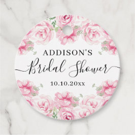 Etiquetas Para Recuerdos Elegantes Rosas de acuarela rosa ducha de novia