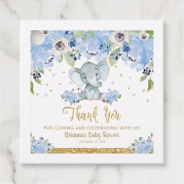 Etiquetas Para Recuerdos Elephant Baby Shower Blue Floral Boy Gracias