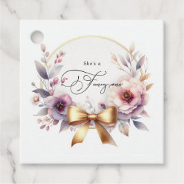 Etiquetas Para Recuerdos "Ella es una elegante" Floral Bow Girl Cumpleaños