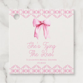 Etiquetas Para Recuerdos Ella está atando la ducha de novias rosada Knot