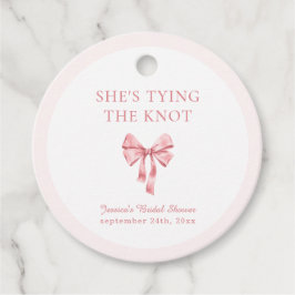 Etiquetas Para Recuerdos Ella está atando la ducha suave de coqueta rosa su