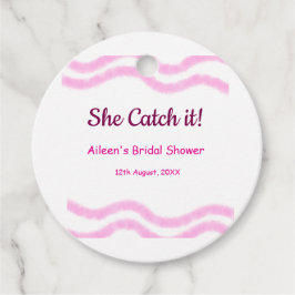 Etiquetas Para Recuerdos Ella lo atrapa espiral rosa líneas acuarela boda