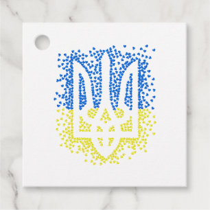 Etiquetas Para Recuerdos Emblema ucraniano trident tryzub esparce corazones