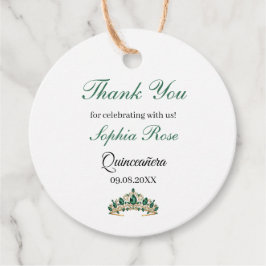 Etiquetas Para Recuerdos Emerald Green Gold Tiara Quinceañera Favor Tag