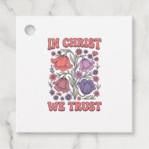 Etiquetas Para Recuerdos En Cristo Confiamos Diseño Floral Cristiano Vector