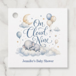 Etiquetas Para Recuerdos En la nube nueve, elefante azul personalizado niño