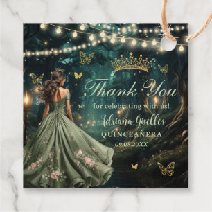 Etiquetas Para Recuerdos Encantada Selva Sage Green Vress Gold Quinceañera