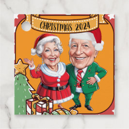 Etiquetas Para Recuerdos Encantador feriado con caricatura roja y dorada