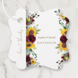 Etiquetas Para Recuerdos Encantadora Boda de Otoño Rosas de Burdeos Girasol