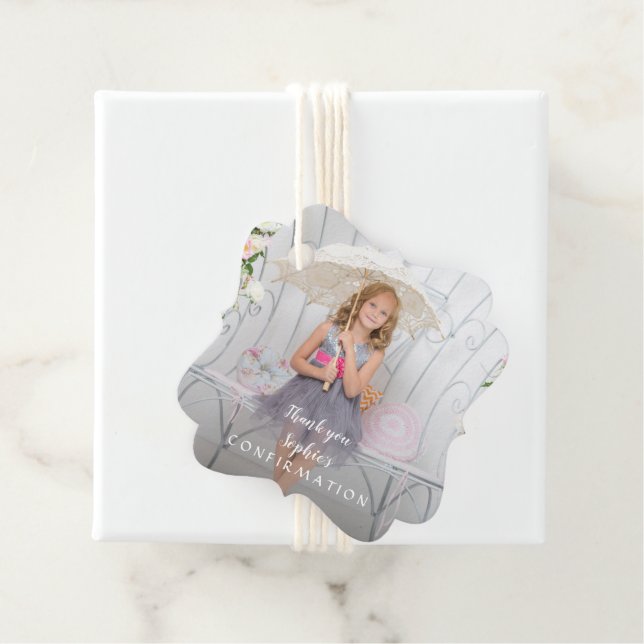 Etiquetas Para Recuerdos Encantadora confirmación de foto Chica simple (In situ)