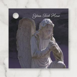 Etiquetas Para Recuerdos Encantadora Estatua de Ángel de Piedra Blanca Púrp