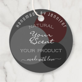 Etiquetas Para Recuerdos Envase elegante de productos grises y borgoñosos