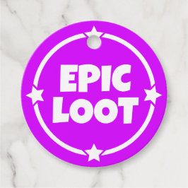 Etiquetas Para Recuerdos Epic Loot Gamer Neon Purple Star Lema de texto