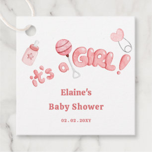 Etiquetas Para Recuerdos Es un Chica bebé cosas Chica rosado Baby Shower