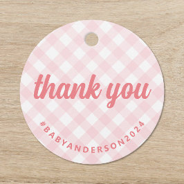 Etiquetas Para Recuerdos Es un Chica Gracias Gingham Baby Shower