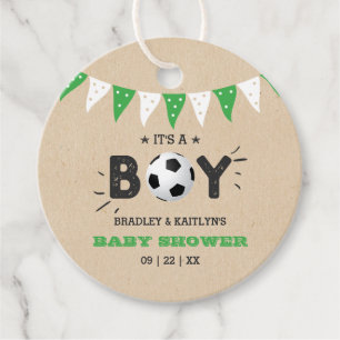 Etiquetas Para Recuerdos ¡Es un chico! Baby Shower con temas de fútbol