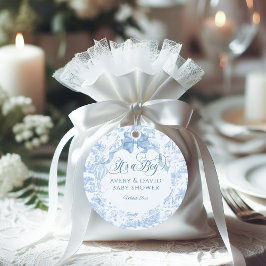 Etiquetas Para Recuerdos Es un niño Blue Toile Safari Animal Baby Shower