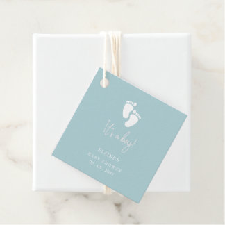 Etiquetas Para Recuerdos Es un niño niño niño pequeño pies azul Baby Shower