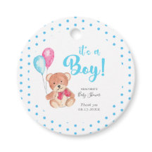 Es un niño Teddy Bear Baby Shower Cute Blue puntos